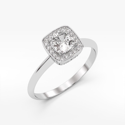 Pierścionek ze złota z białym szafirem i diamentami