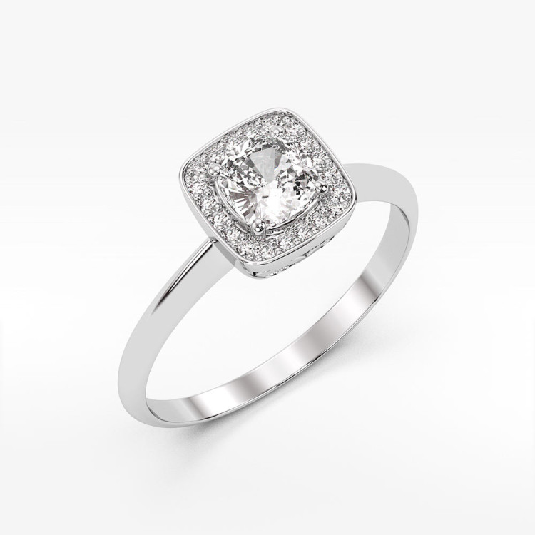 Pierścionek ze złota z białym szafirem i diamentami