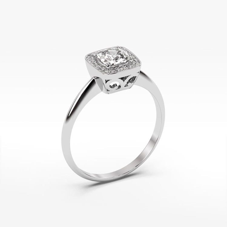 Pierścionek ze złota z białym szafirem i diamentami