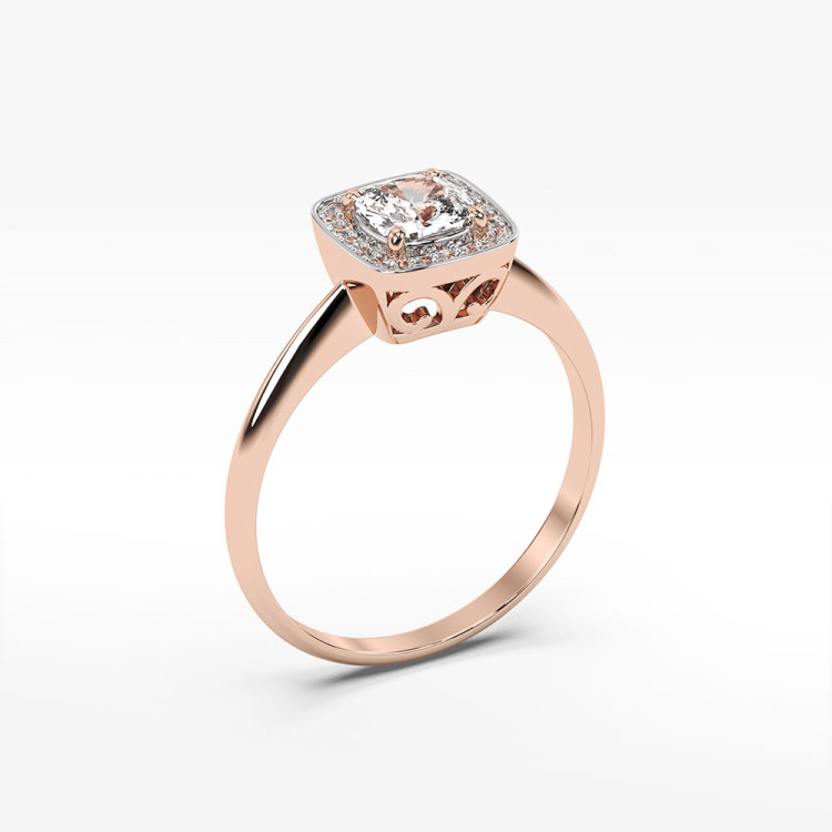 Pierścionek ze złota z białym szafirem i diamentami