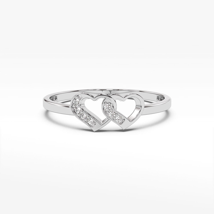 Pierścionek serca z białego złota z diamentami