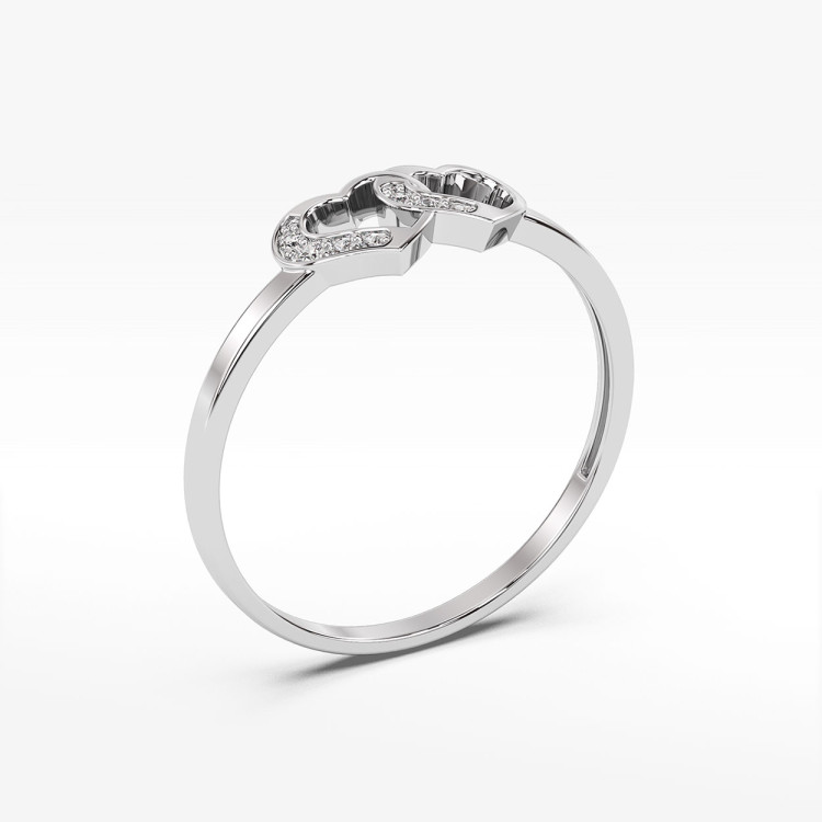 Pierścionek serca z białego złota z diamentami