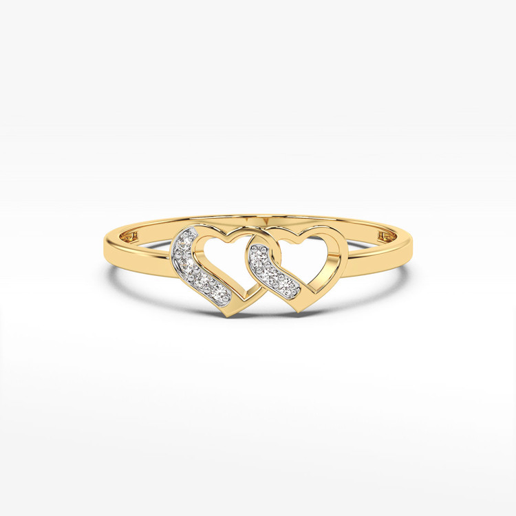 Pierścionek serca z żółtego złota z diamentami