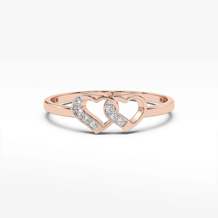 Pierścionek serca z różowego złota z diamentami