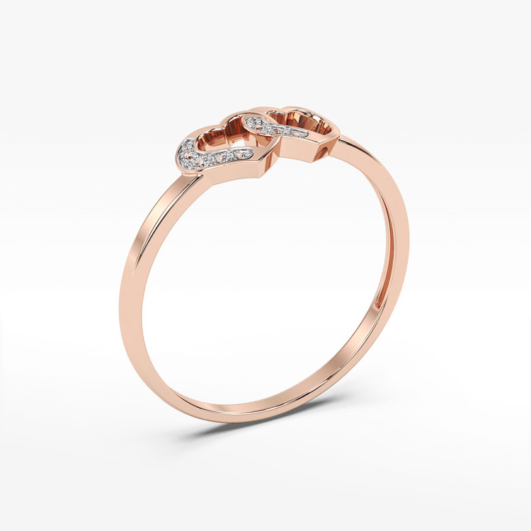 Pierścionek serca z różowego złota z diamentami