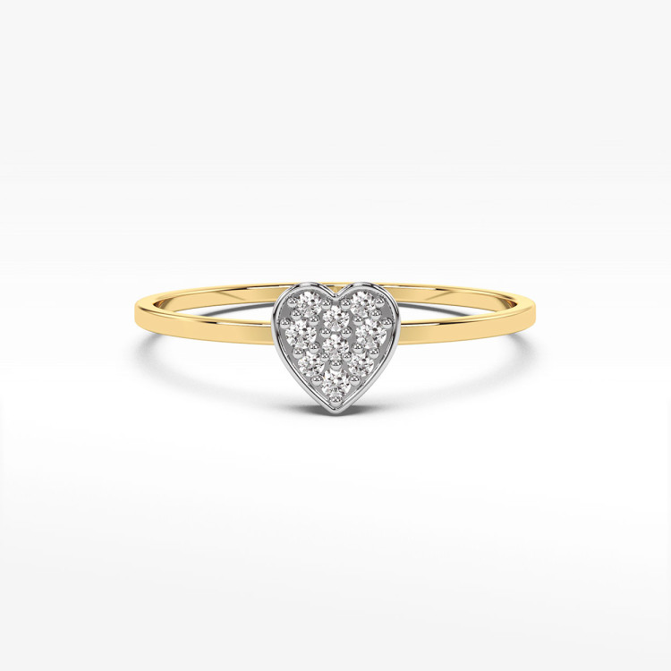 Pierścionek serce wysadzane diamentami