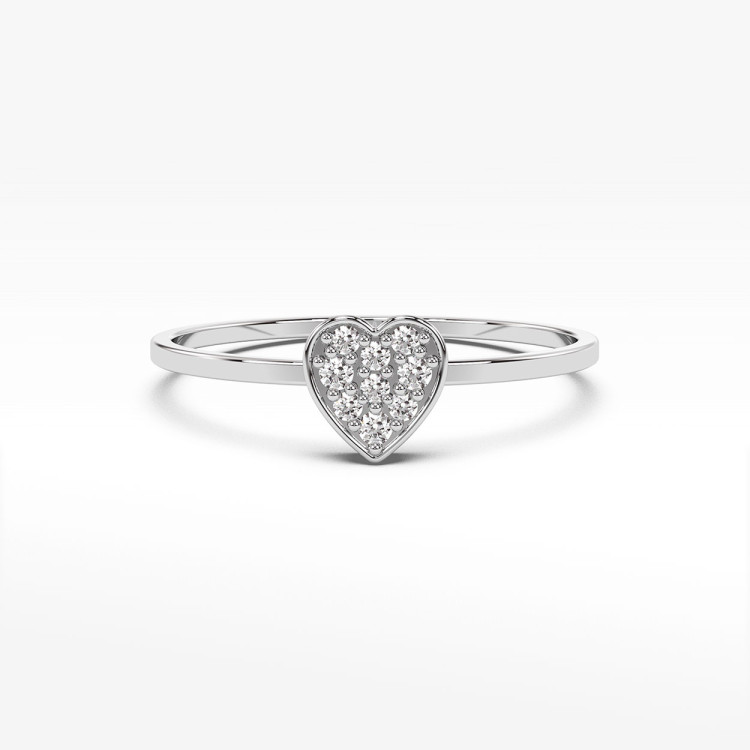 Pierścionek serce wysadzane diamentami