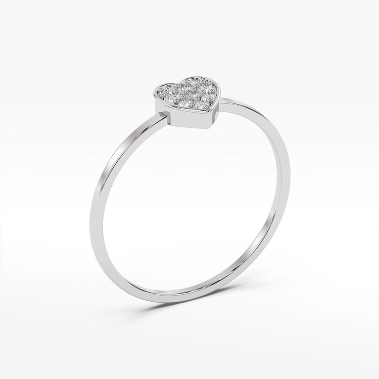 Pierścionek serce wysadzane diamentami