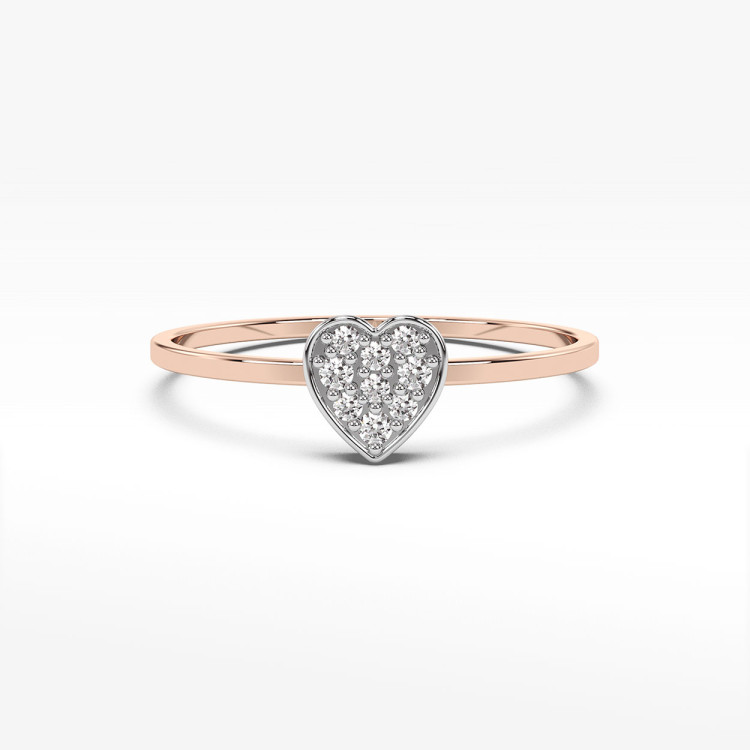 Pierścionek serce wysadzane diamentami