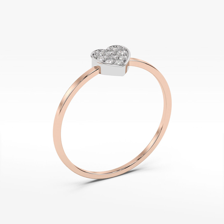 Pierścionek serce wysadzane diamentami