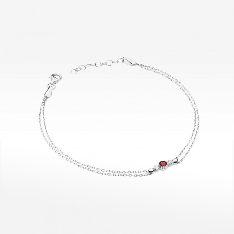 Bransoletka z białego złota z diamentami i rubinem