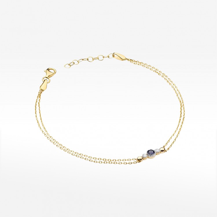 Bransoletka ze złota z diamentami i szafirem