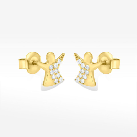 Kolczyki ze złota aniołki z cyrkoniami