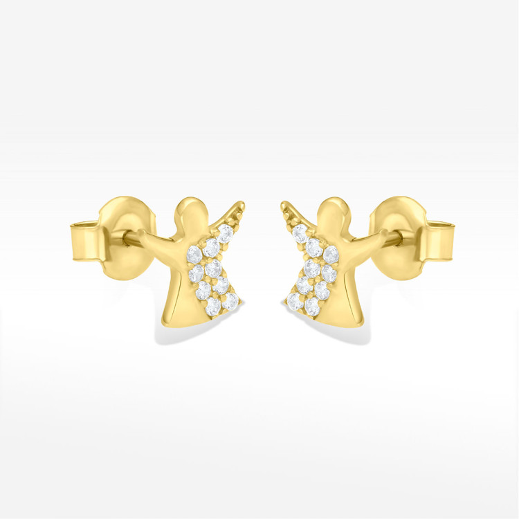 Kolczyki ze złota aniołki z cyrkoniami