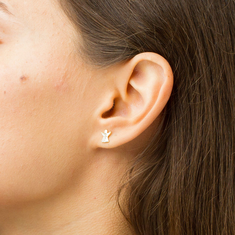 Kolczyki ze złota aniołki z cyrkoniami