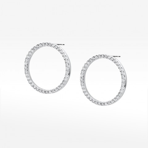 Kolczyki koła z białego złota z diamentami