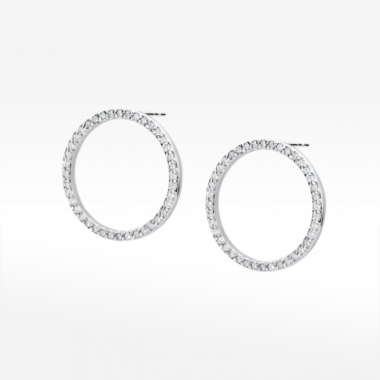 Kolczyki koła z białego złota z diamentami