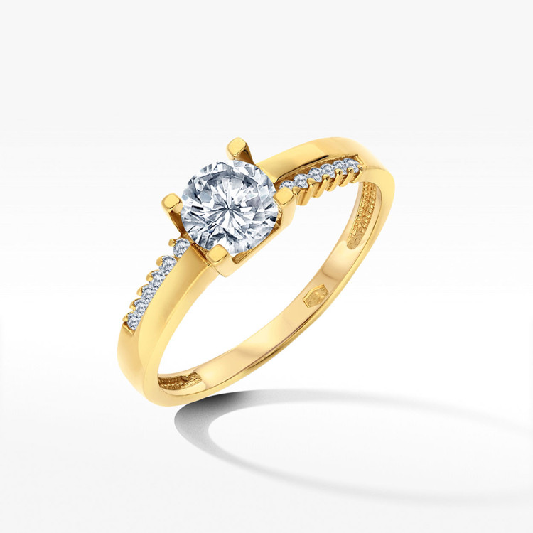 Pierścionek ze złota z cyrkoniami