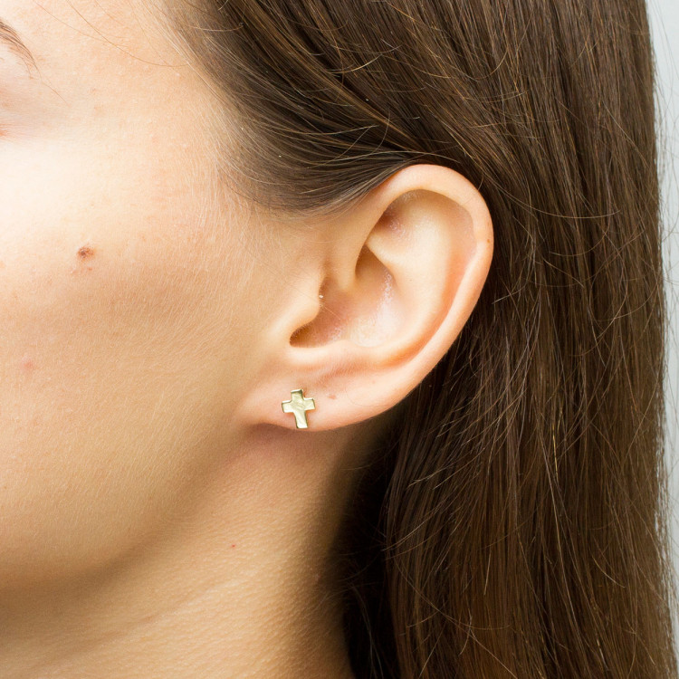 Kolczyki ze złota krzyżyk