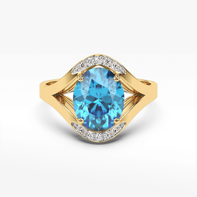 Pierścionek zaręczynowy z żółtego złota z topazem