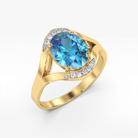 Pierścionek zaręczynowy z żółtego złota z topazem