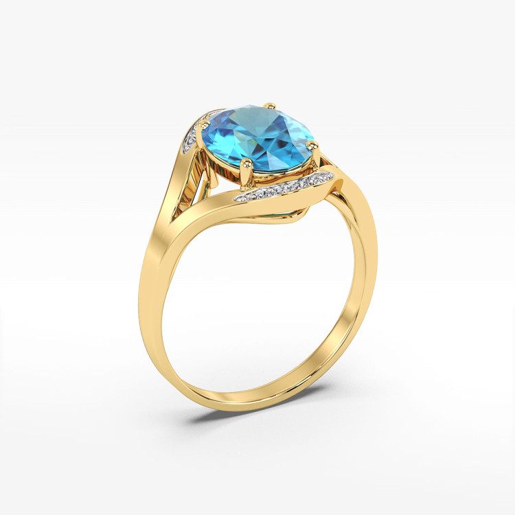 Pierścionek zaręczynowy z żółtego złota z topazem