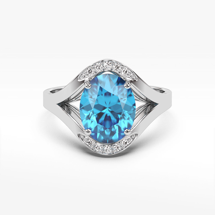 Pierścionek zaręczynowy z białego złota z topazem