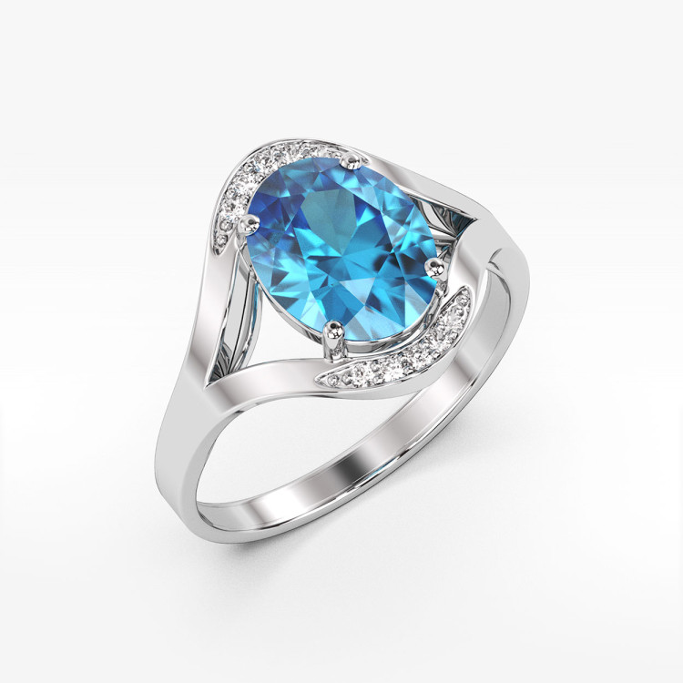 Pierścionek zaręczynowy z białego złota z topazem