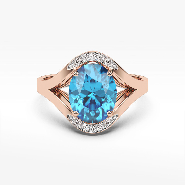 Pierścionek zaręczynowy z różowego złota z topazem