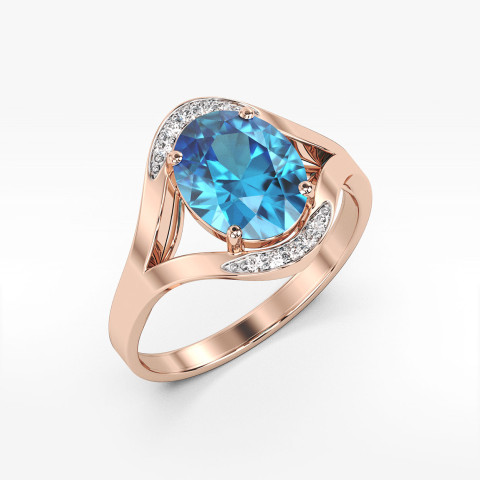 Pierścionek zaręczynowy z różowego złota z topazem