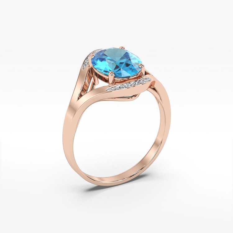 Pierścionek zaręczynowy z różowego złota z topazem