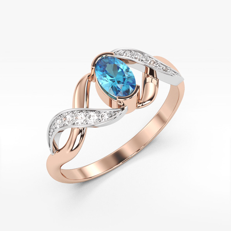 Pierścionek z różowego z topazem