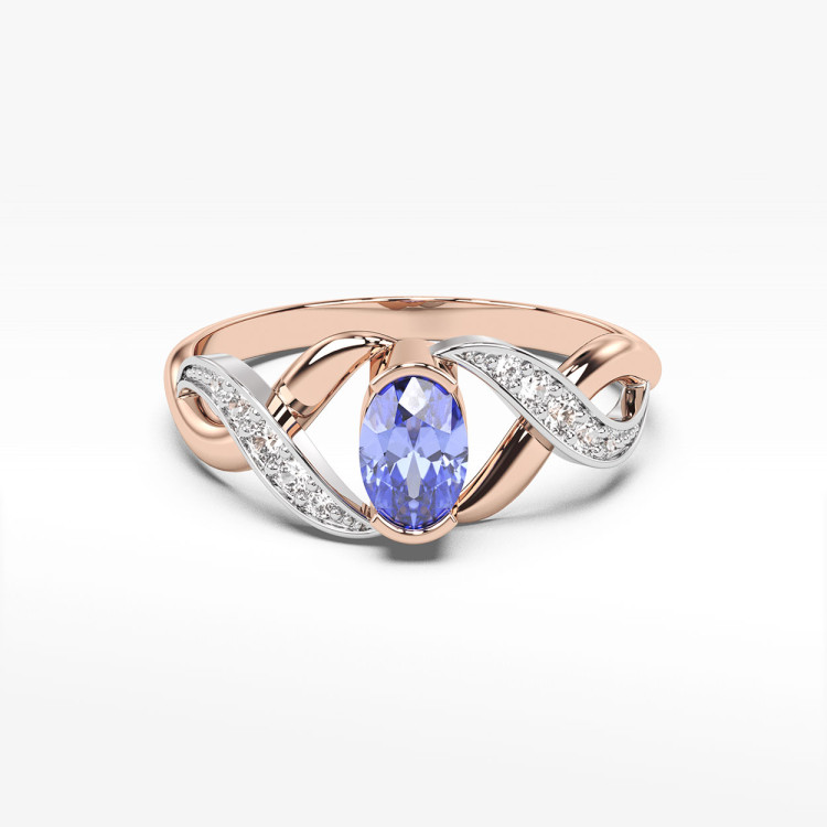 Pierścionek zaręczynowy z różowego złota z tanzanitem