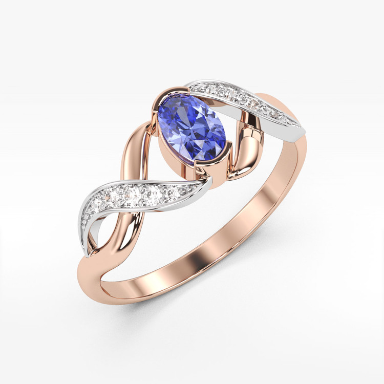 Pierścionek zaręczynowy z różowego złota z tanzanitem
