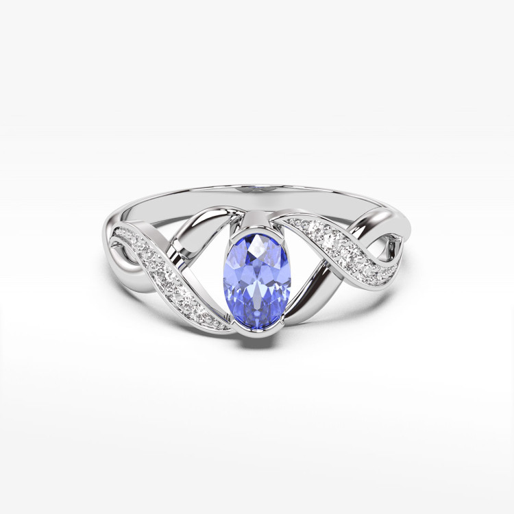 Pierścionek zaręczynowy z białego złota z tanzanitem