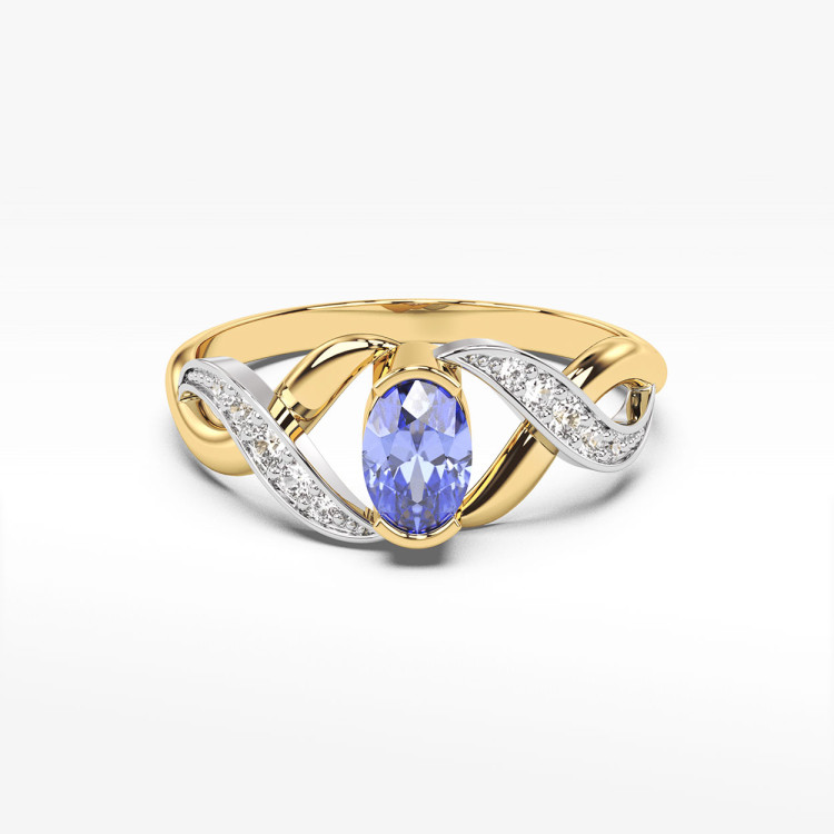 Pierścionek zaręczynowy ze złota z tanzanitem