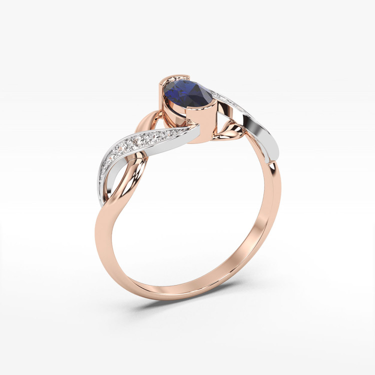 Pierścionek z różowego z szafirem