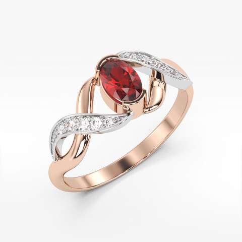Pierścionek z różowego z rubinem