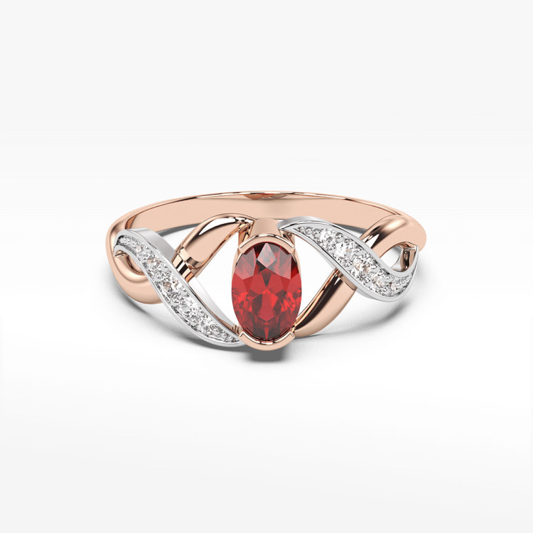 Pierścionek z różowego z rubinem