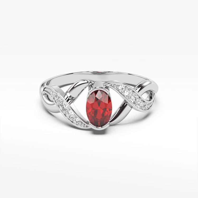 Pierścionek z białego złota z rubinem