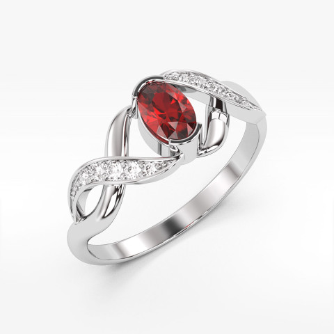 Pierścionek z białego złota z rubinem