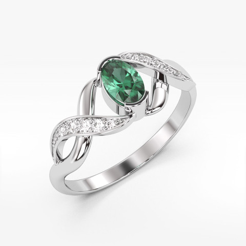 Pierścionek ze złota ze szmaragdem i diamentami