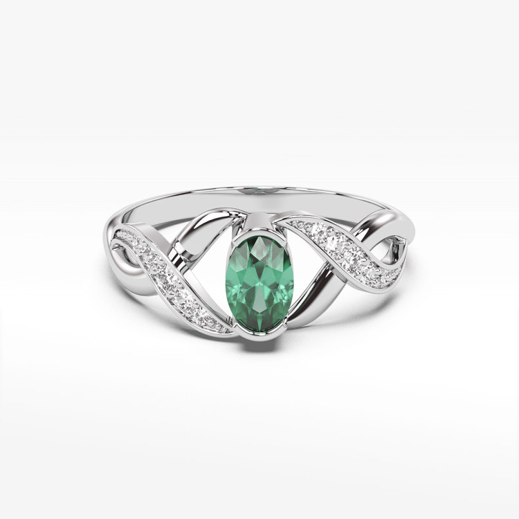 Pierścionek ze złota ze szmaragdem i diamentami