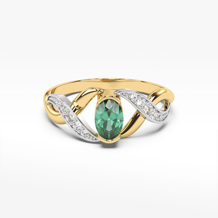 Pierścionek ze złota ze szmaragdem i diamentami