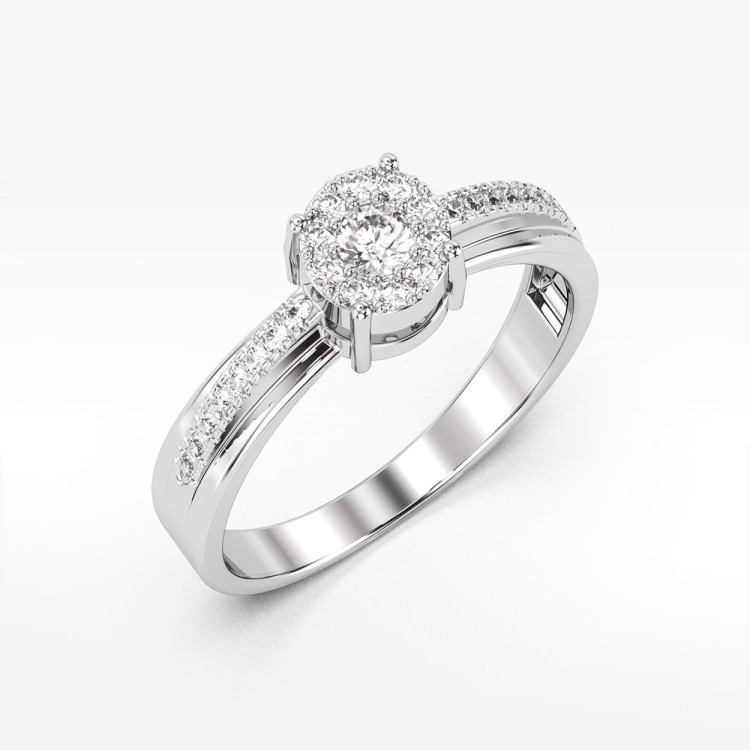 Pierścionek z białego złota z diamentami