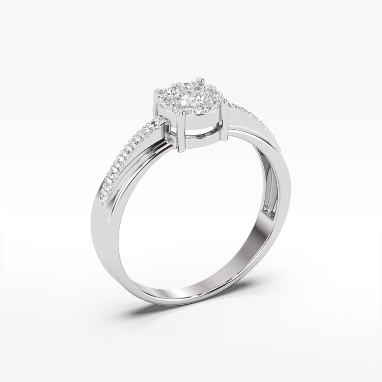 Pierścionek z białego złota z diamentami