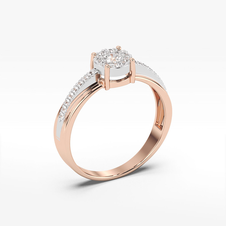 Pierścionek z różowego złota z diamentami