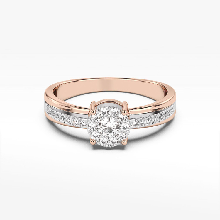 Pierścionek z różowego złota z diamentami