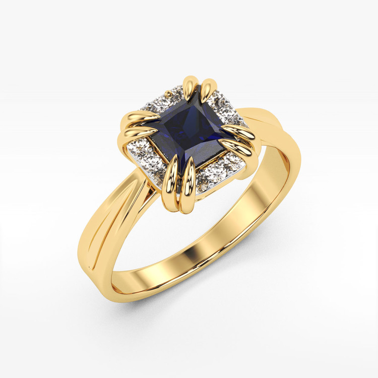 Złoty pierścionek z szafirem
