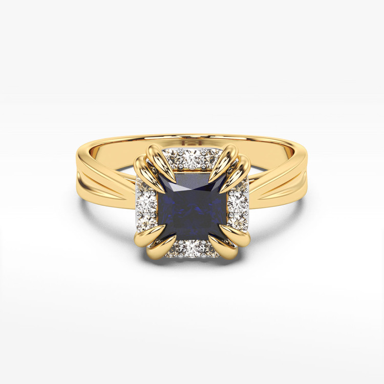 Złoty pierścionek z szafirem